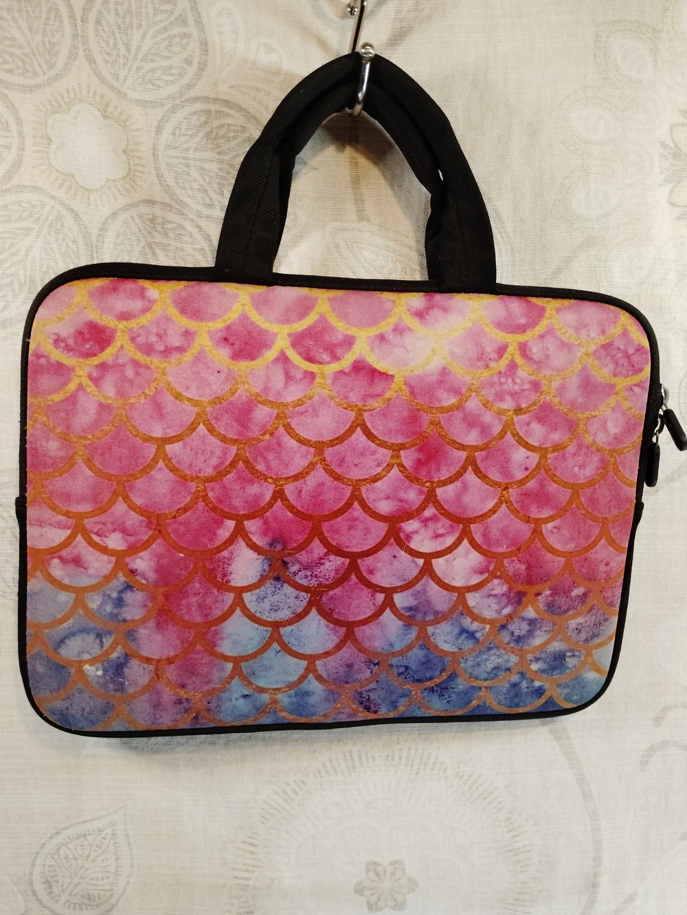 Neoprene Pink Mermaid-Scale Laptop Bag  Up To 12 inches In Length